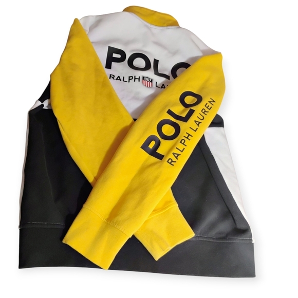 Polo Ralph Lauren Colorblock Jacket M Yellow Black White - Picture 10 of 13